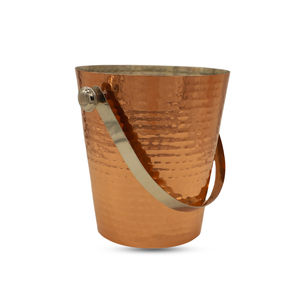Copper Ice Bucket With Tin Lining Inside & Hammered Design